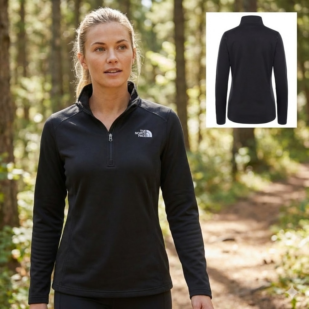 The North Face Womens Tech Glacier 1/4 Zip Fleece Pullover Black Size M NF0A2VG6